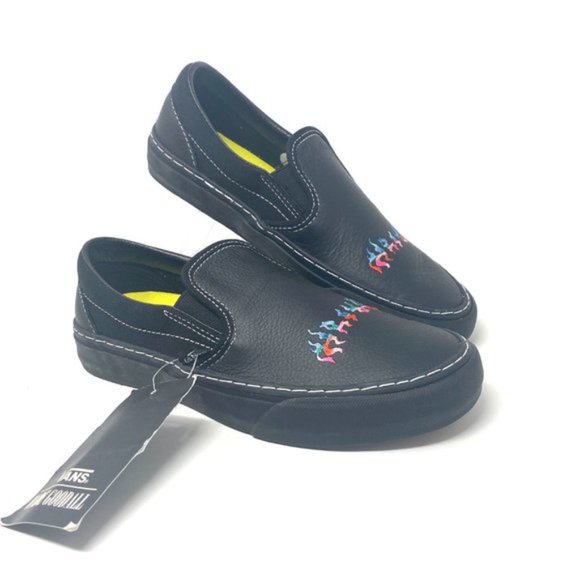 💖MEGA SALE💖NEW VANS Classic Slip On Black Color Women s Flame SB VN0A3MUCN3H - Picture 5 of 10